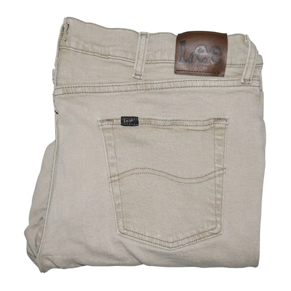 LEE Men's Size 40x32 Stretch Denim Jeans Beige/Tan Vintage